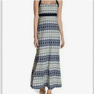 Eddie Bauer Travex Knit Geometric Cross Back Maxi Sun Dress Size Small Summer